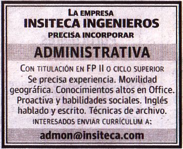 Oferta de Empleo: Administrativa