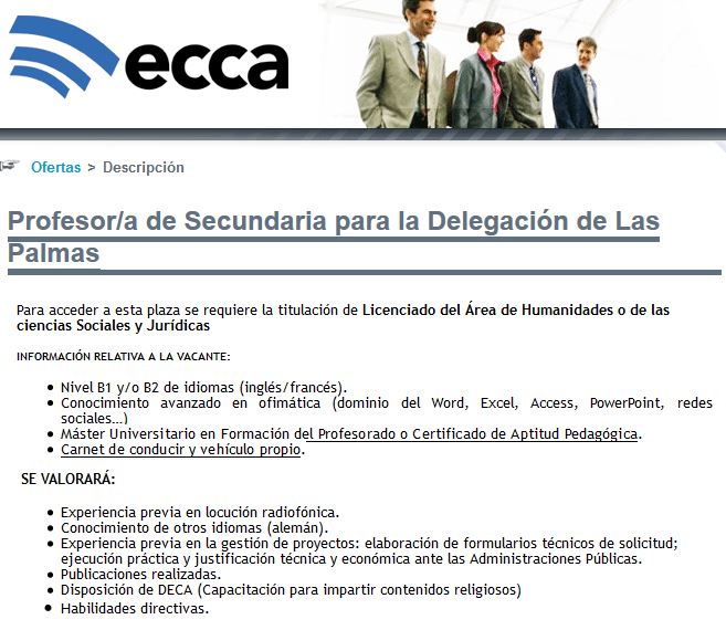 Profesor/a de Secundaria para la Delegación de RADIO ECCA en Las Palmas