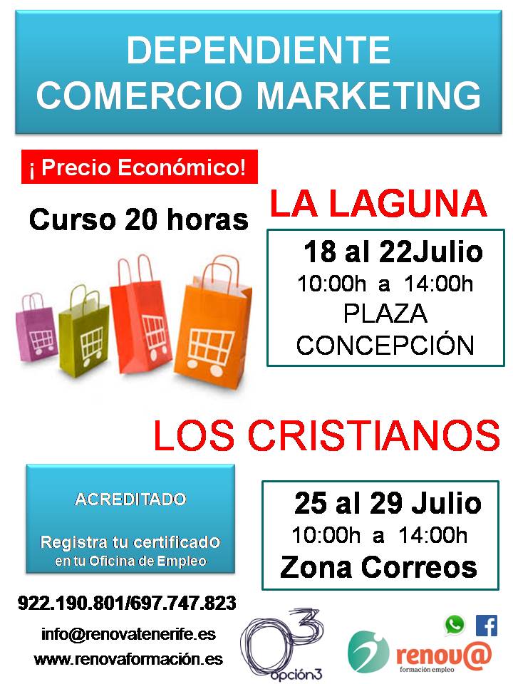 Curso "Dependiente/a. Comercio y Marketing" en La Laguna y Los Cristianos