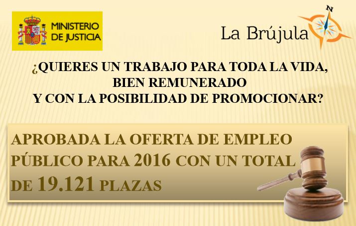 Justicia: Aprobada la Oferta de Empleo Público para 2016 con un total de 19.121 plazas