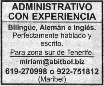 Oferta: Administrativo/a