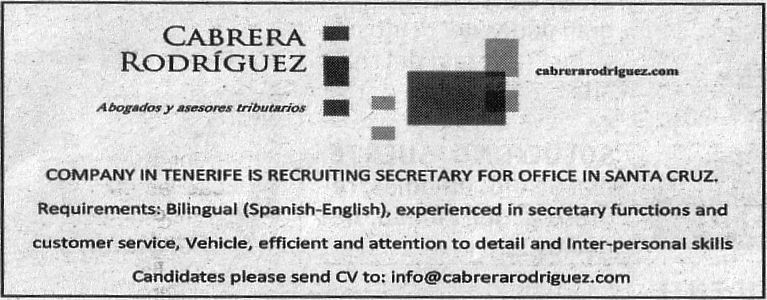 Oferta de trabajo: Secretaria