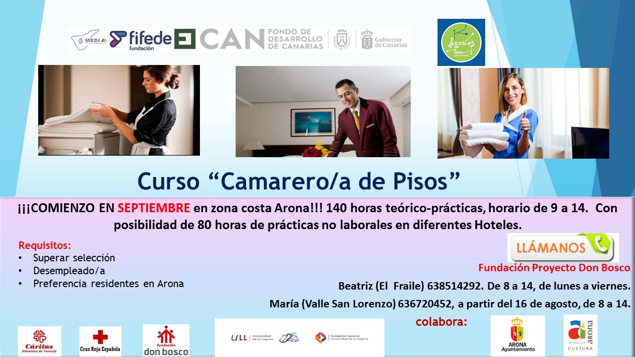 Curso "Camarero/a de pisos" en el sur de Tenerife