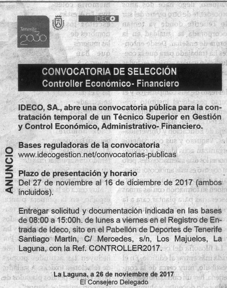 Oferta: Controller Económico-Financiero
