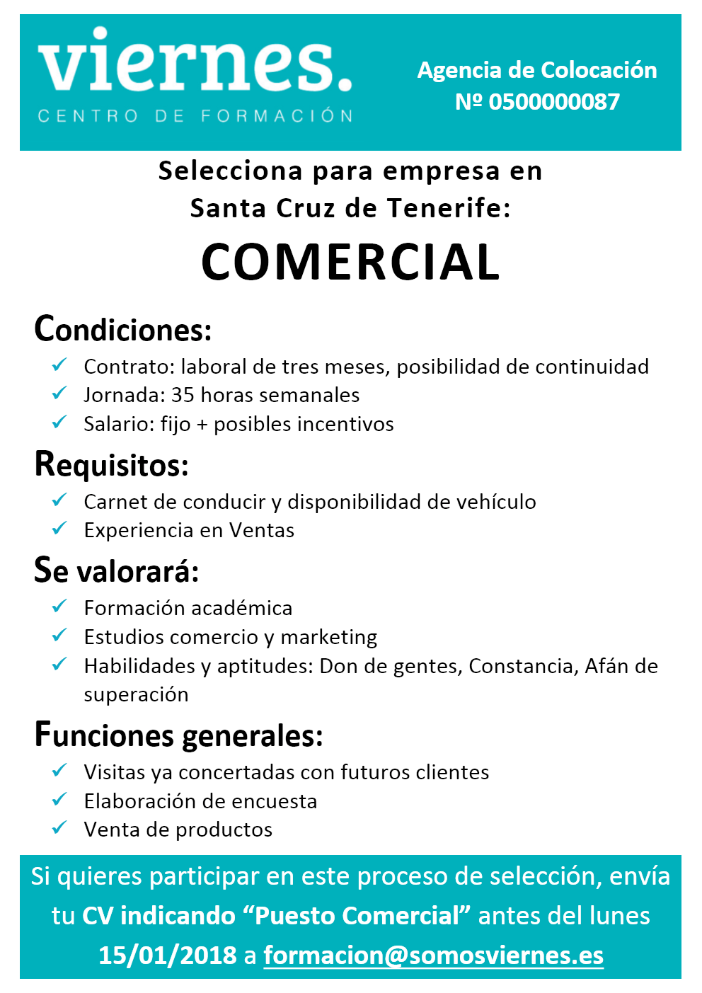 Comercial para empresa en Santa Cruz de Tenerife