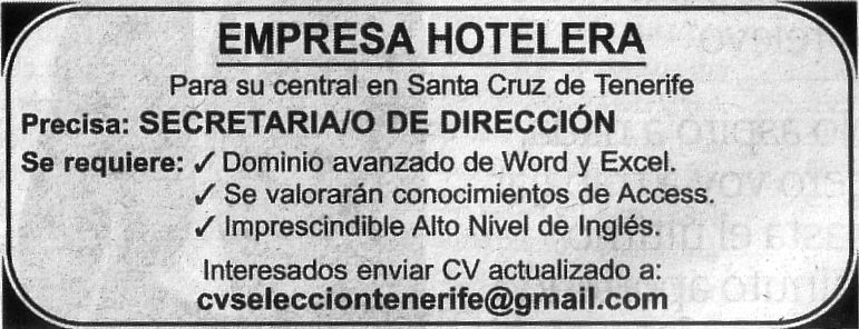 Secretario/a de Dirección para Santa Cruz de Tenerife