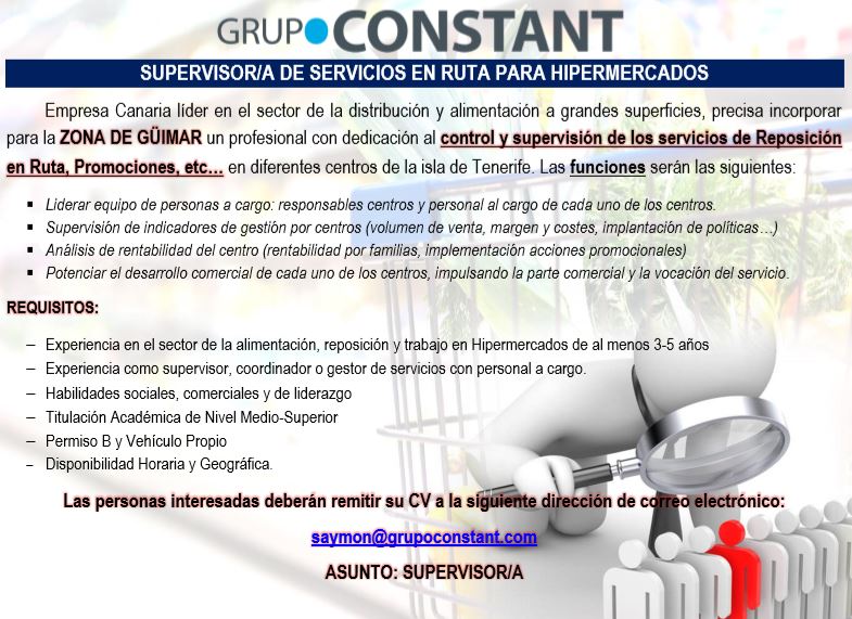Supervisor/a Responsable de Servicios para el Polígono de Güímar