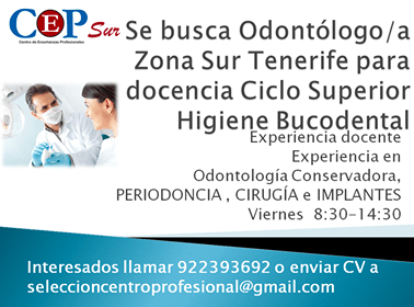 Odontólogo/a para impartir docencia en la zona sur de Tenerife