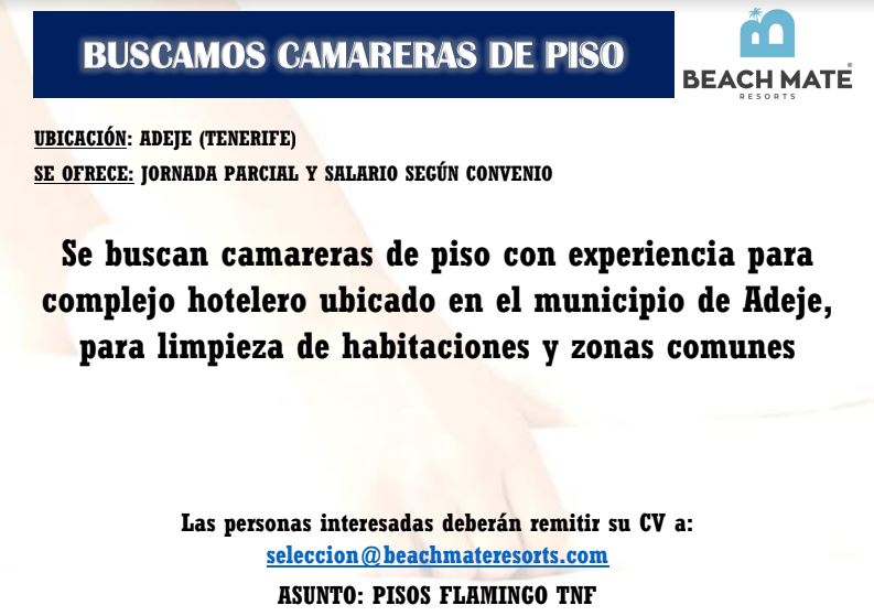 Camareros/as de Pisos para Adeje
