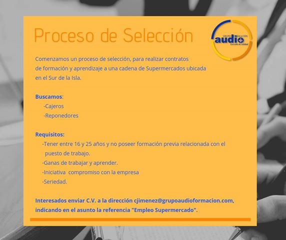 Cajeros/as y Reponedores/as para cadena de supermercados en el sur de Tenerife